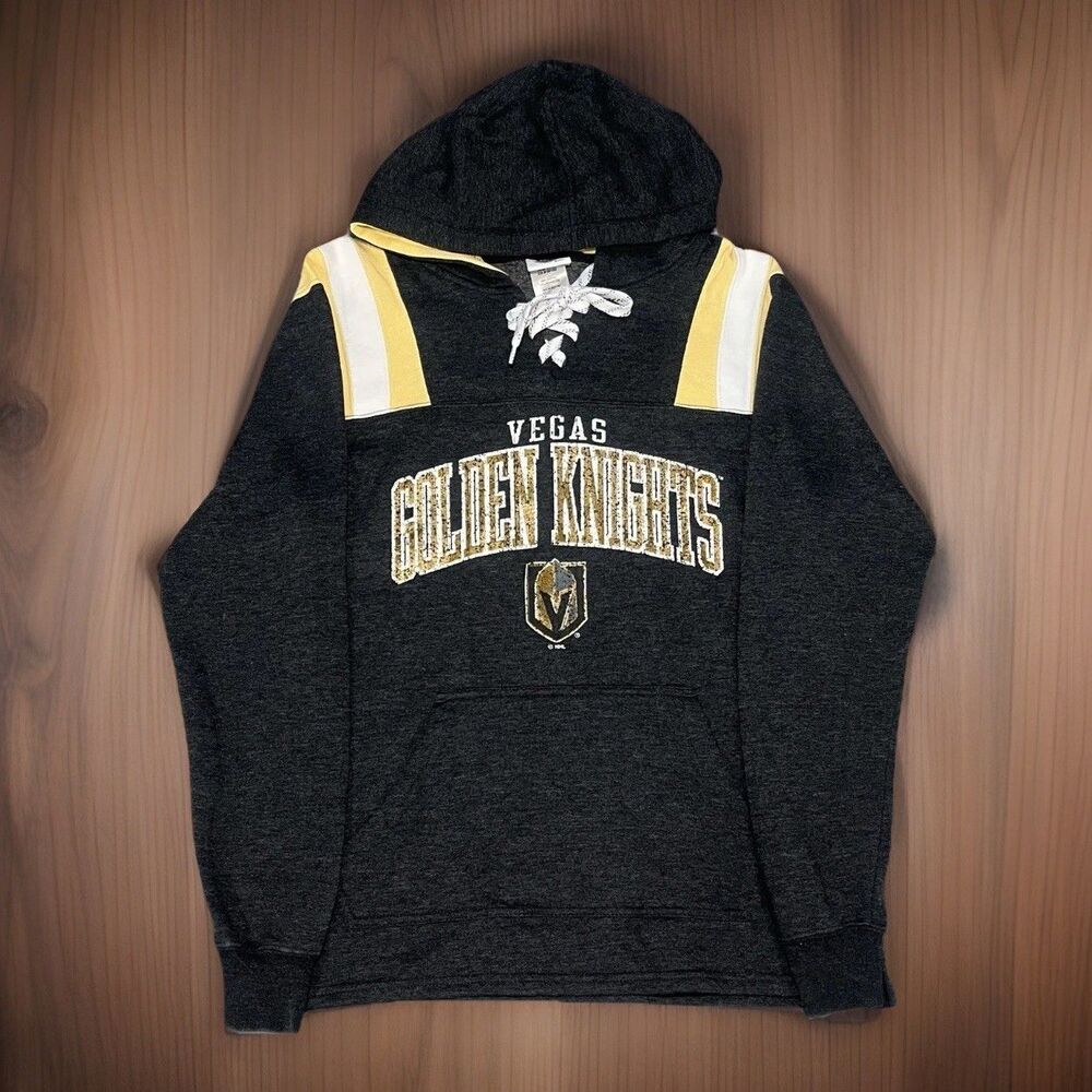Las Vegas Golden Knights Hoodie NHL Lace-Up Dark Grey & Gold Women's Size Small